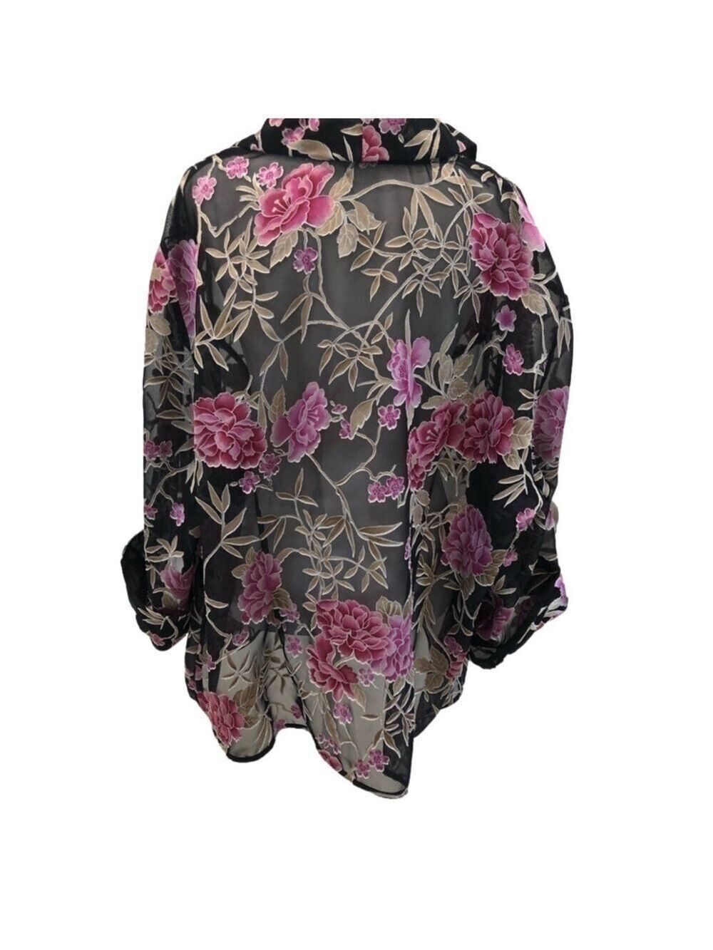 Alex Evenings Woman sheer floral evening jacket. Size 1X-2X. Wedding guest - Picture 2 of 10